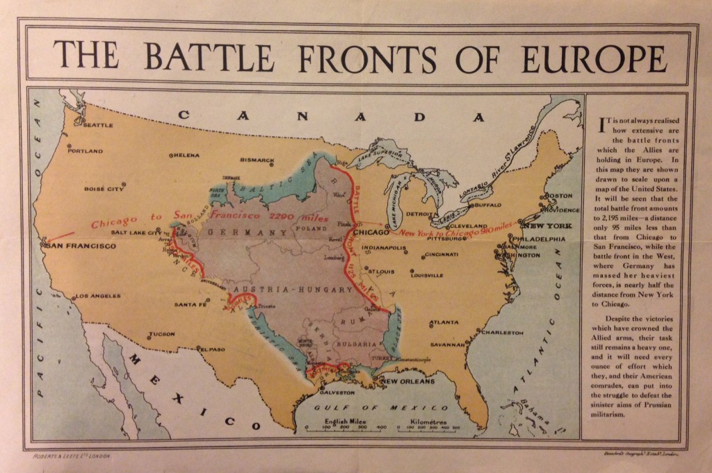 Mapa front první světové války - Stanford's Geographical Establishment (1917)