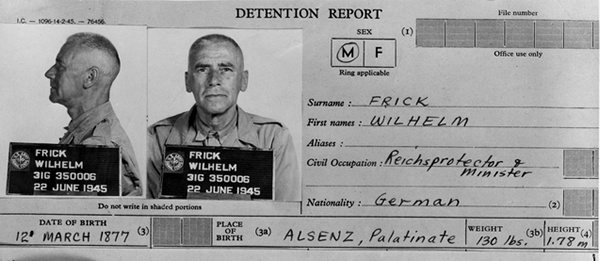 Wilhelm Frick po svém zatčení