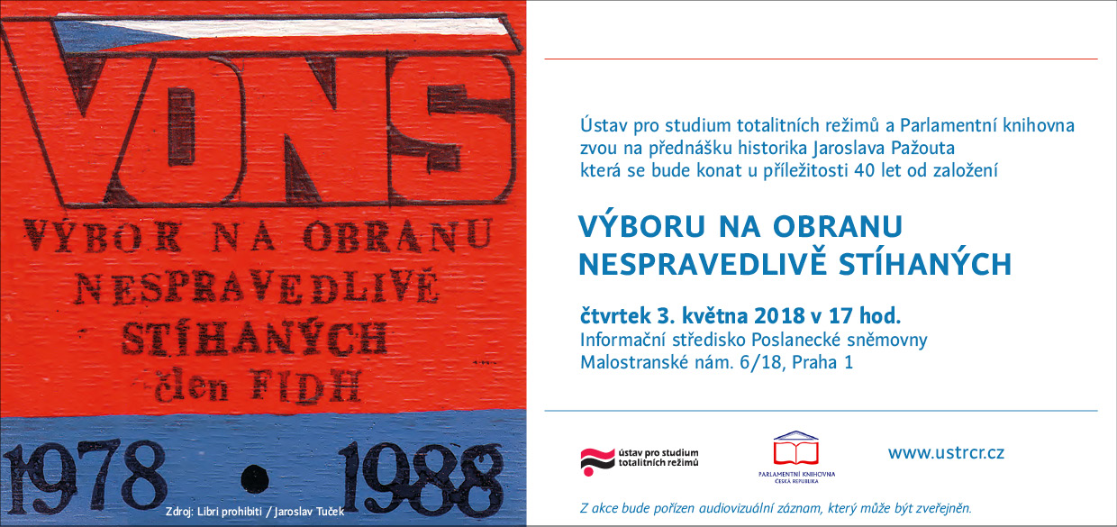 Pozvánka na přednášku ke 40. výročí založení VONS