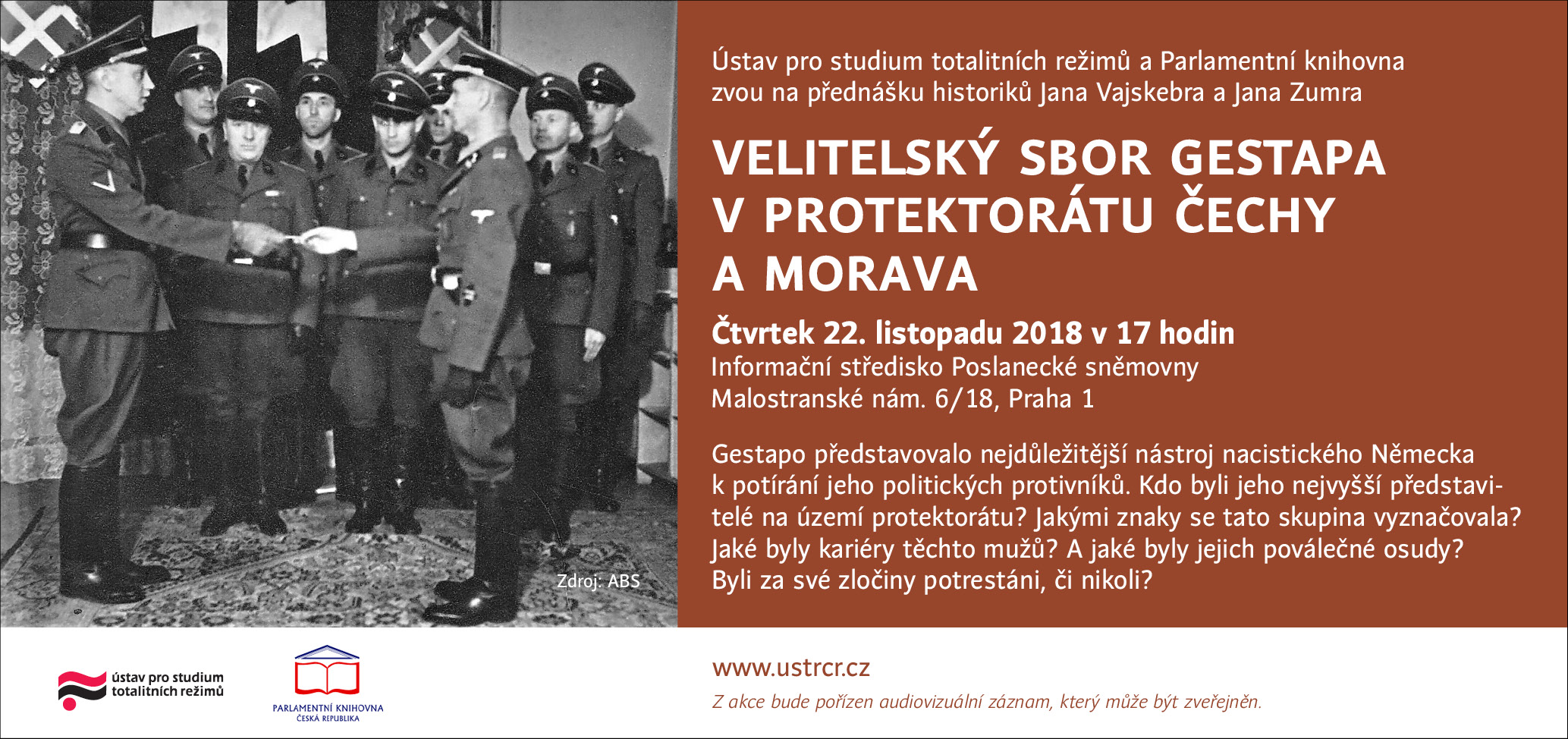 Přednáška: Velitelský sbor gestapa v protektorátu Čechy a Morava